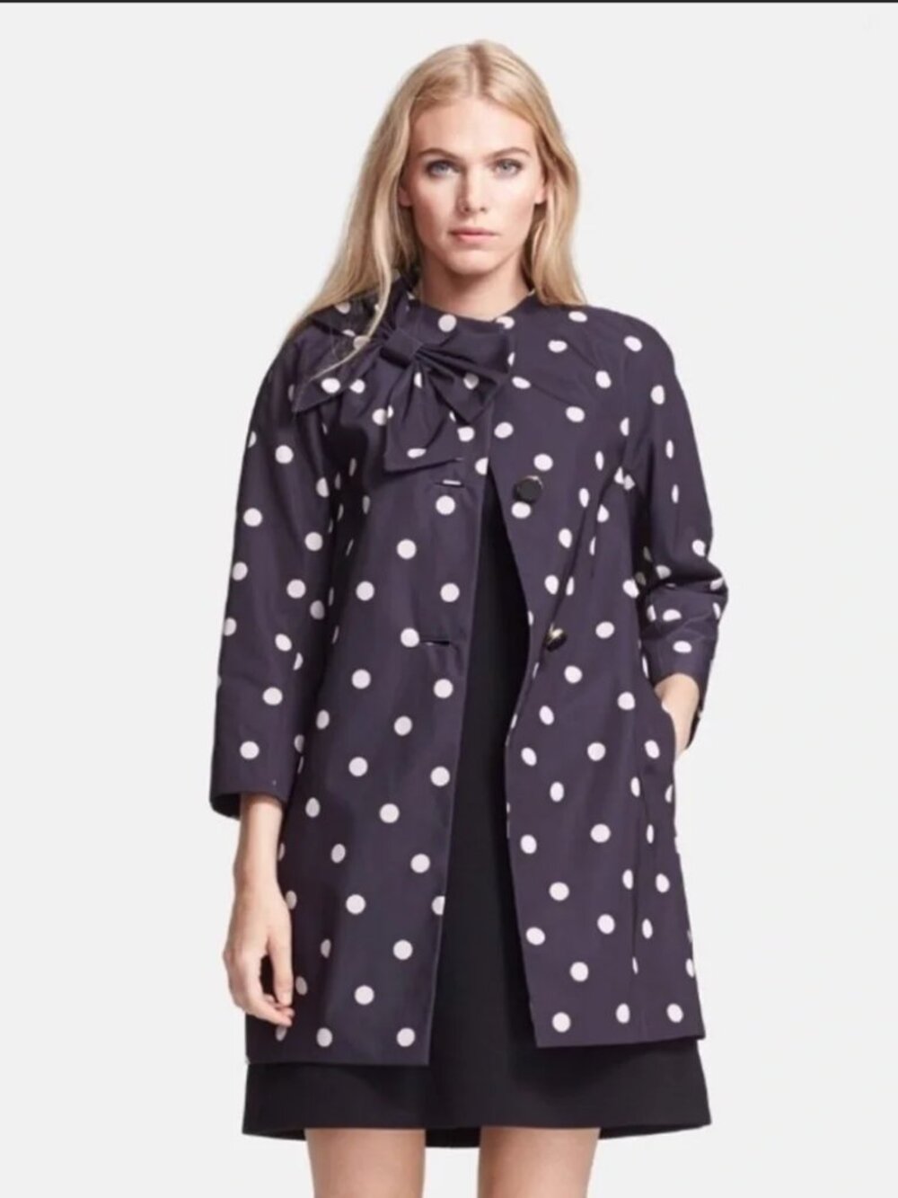 Kate Spade New York Dorothy Polka Dot Bow Rain Coat Size Large